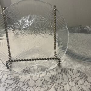 Arcoroc Canterbury Crpcus Clear Glass Salad Dessert Plate Set of 4 7.5" France